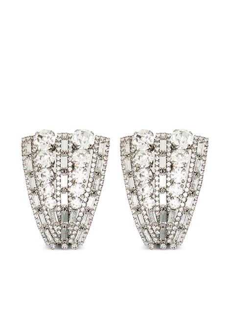 Silver crystal brass clip-on earrings Alessandra Rich - women